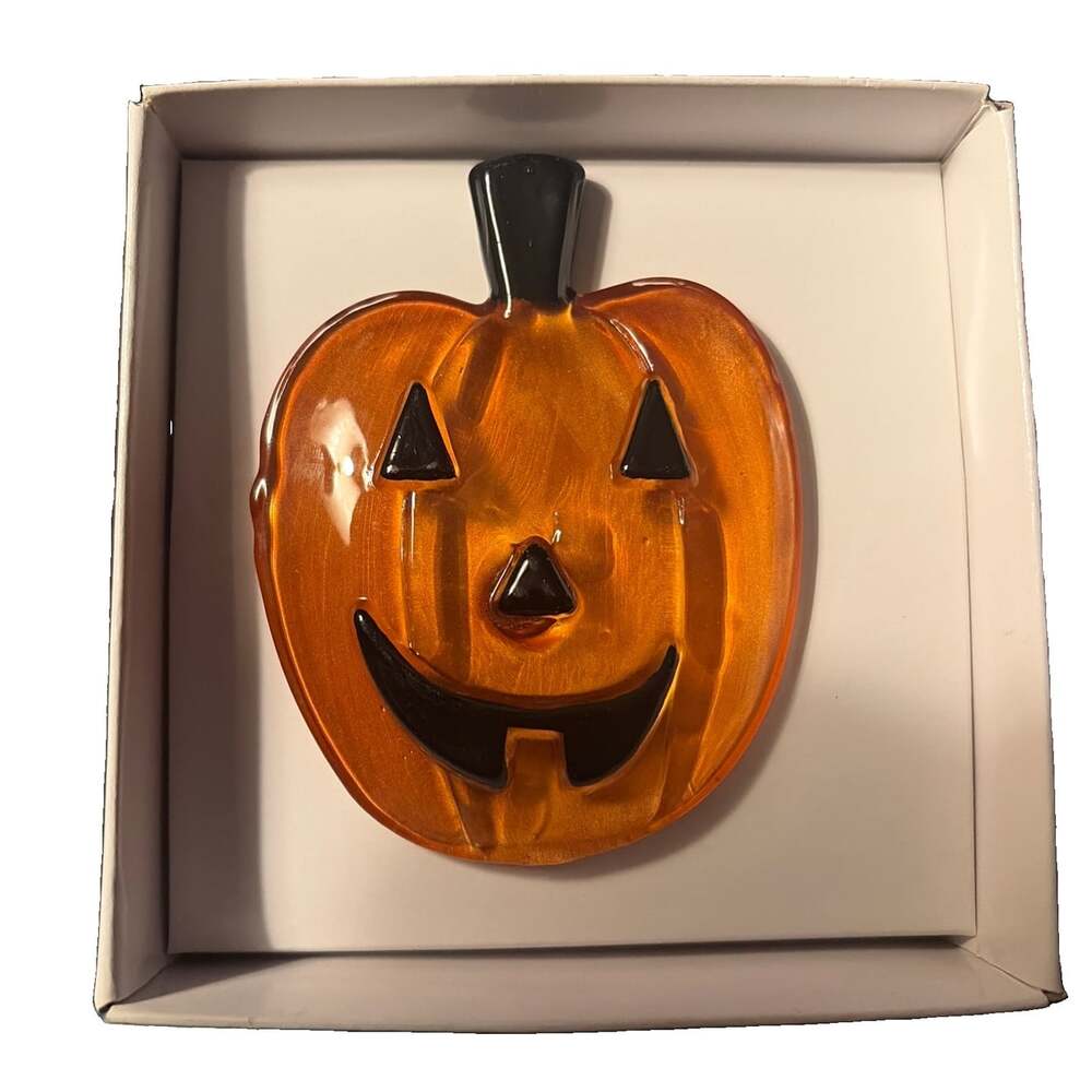 Glass Fushion Pop Ins Pumpkin 3.5”X3” , Halloween Lori Siebert For Silversti